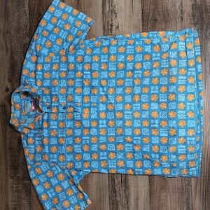 Joe Kealoha by Reyn Spooner Floral Pop Over Tunic Size Small In Blue & Orange